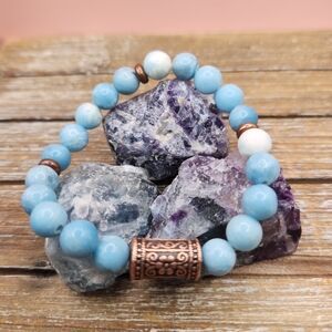Larimar and Copper Beaded Bracelet